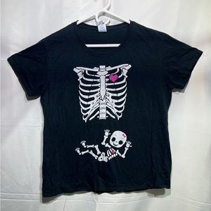 Skeleton Halloween Maternity Adult Graphic Tee Size 2XL